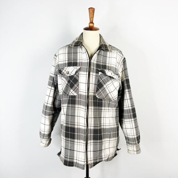 Eagle Crest Grey Plaid Quilted Jacket Shacket Vintage Distressed Size Medium - Picture 7 of 7